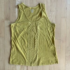 3/$20 Lands End eyelet cotton tank top yellow Small